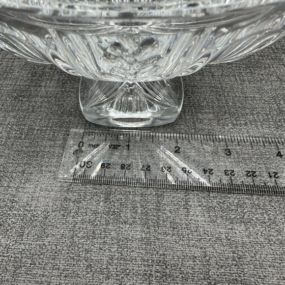 Vintage Crystal Bowl Candy Dish Footed Square Pedestal 24% Lead Czech Floral - Picture 9 of 12